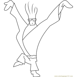 Johnny Bravo Play Karate Free Coloring Page for Kids