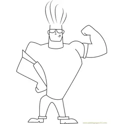 Johnny Bravo Show His Arm Free Coloring Page for Kids
