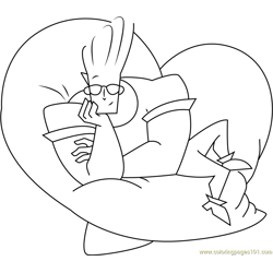 Johnny Bravo Sitting Free Coloring Page for Kids