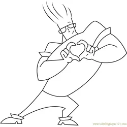 Johnny Bravo in Love Free Coloring Page for Kids