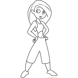 Charming Kim Possible Free Coloring Page for Kids