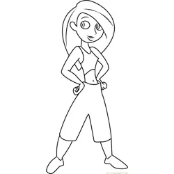 Charming Kim Possible Free Coloring Page for Kids