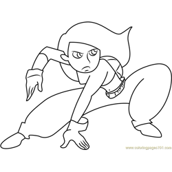 Kim Possible Ready for Attack Free Coloring Page for Kids