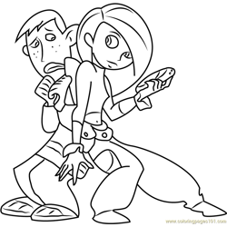 Kim Possible and Ron Free Coloring Page for Kids