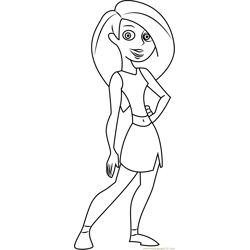 Kim Possible in MHS Cheer Uniform Free Coloring Page for Kids