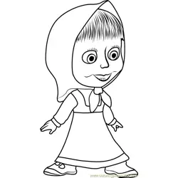 Masha Excited Free Coloring Page for Kids