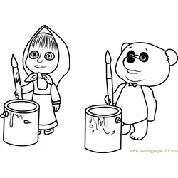 Masha and Panda Free Coloring Page for Kids