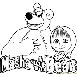 Masha and the Bear Free Coloring Page for Kids