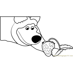The Bear with Strawberry Free Coloring Page for Kids