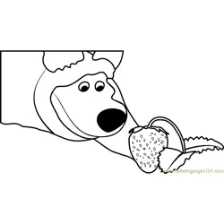The Bear with Strawberry Free Coloring Page for Kids