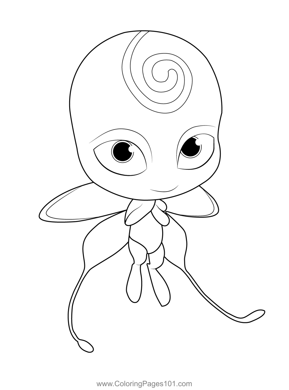 Nooroo Kwami Miraculous Ladybug Coloring Page for Kids - Free