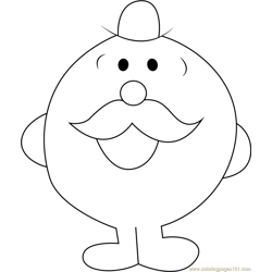 Happy Mr. Men Free Coloring Page for Kids