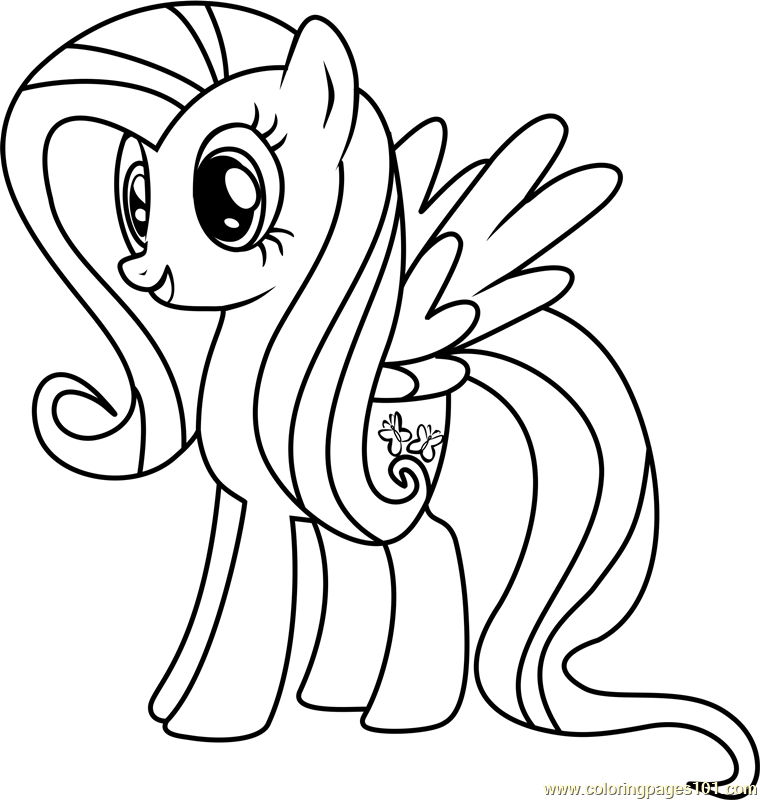 Fluttershy Coloring Page for Kids - Free My Little Pony - Friendship Is