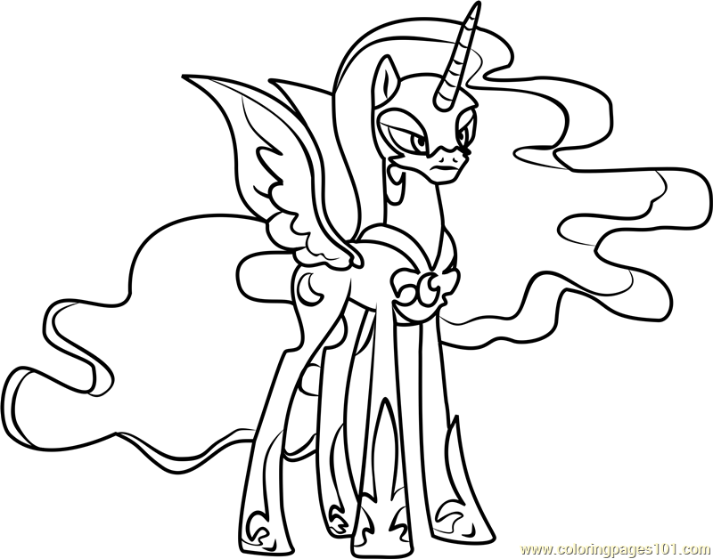 nightmare moon coloring page for kids  free my little