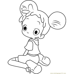 Sitting and Look Back Free Coloring Page for Kids
