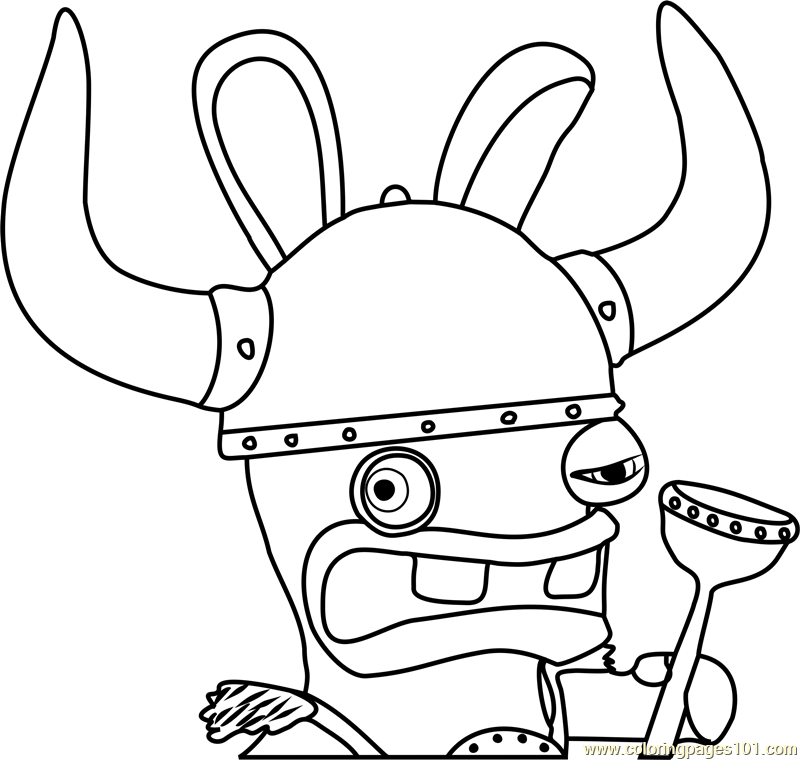 Rabbid Viking Coloring Page for Kids - Free Rabbids Invasion Printable