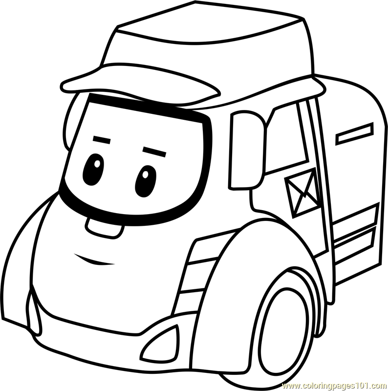 Posty Coloring Page for Kids - Free Robocar Poli Printable Coloring