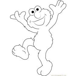Elmo Dancing Free Coloring Page for Kids