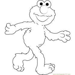 Elmo Walking Free Coloring Page for Kids