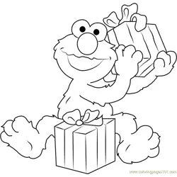 Happy Birthday Elmo Free Coloring Page for Kids