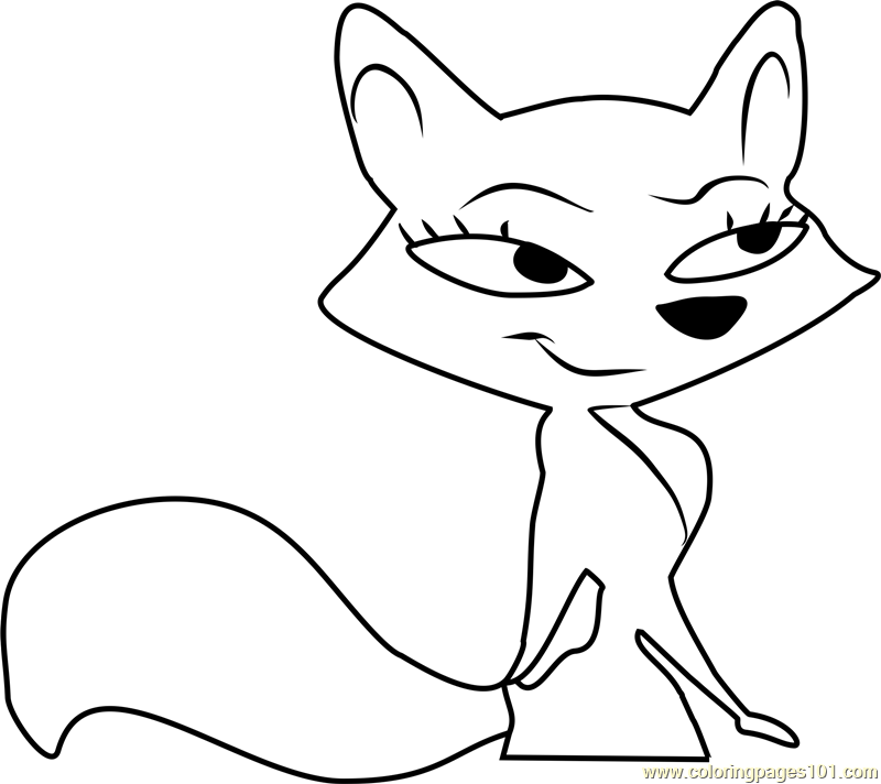 Cute Fox Coloring Page for Kids - Free Skunk Fu! Printable Coloring