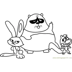 Skunk Fu! Panda, Skunk and Rabbit Free Coloring Page for Kids