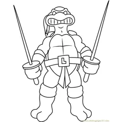 Leonardo With Swords Free Coloring Page for Kids