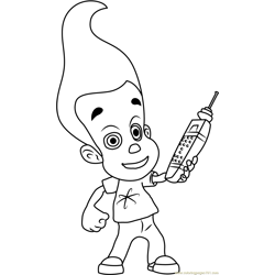 Jimmy Neutron having Remote Free Coloring Page for Kids