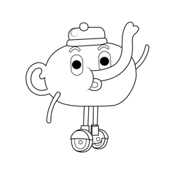 Teapot The Amazing World of Gumball Free Coloring Page for Kids