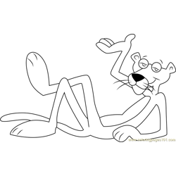 Cute Pink Panther Free Coloring Page for Kids