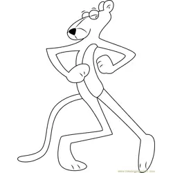 Dancing Pink Panther Free Coloring Page for Kids