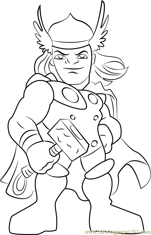 Thor Coloring Page for Kids - Free The Super Hero Squad Show Printable Coloring  Pages Online for Kids  | Coloring Pages for Kids