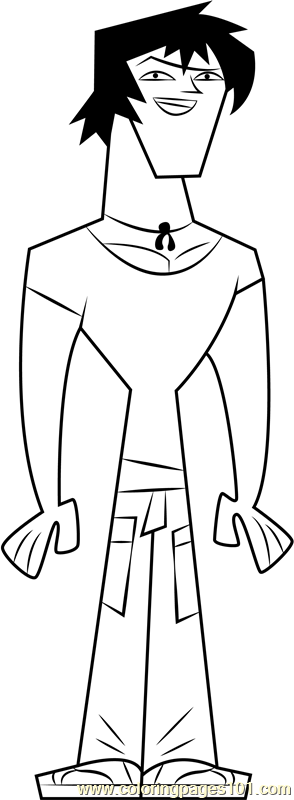 Justin Coloring Page for Kids - Free Total Drama Island Printable