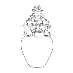 Chinese Ceramic Art Free Coloring Page for Kids