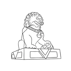Forbidden City Lion Free Coloring Page for Kids