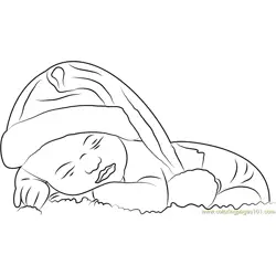Sleeping Baby with Christmas Cap Free Coloring Page for Kids