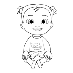 Cece Sitting on Floor Cocomelon Free Coloring Page for Kids