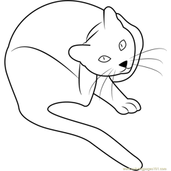 Cat Scratching His Ear Free Coloring Page for Kids