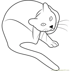 Cat Scratching His Ear Free Coloring Page for Kids