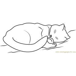 Cat Sleeping and Staring Free Coloring Page for Kids