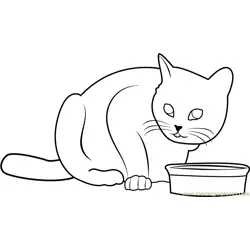Cat doesn't like this food Free Coloring Page for Kids