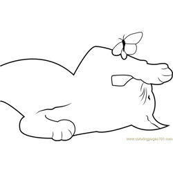 Cat playing with Butterfly Free Coloring Page for Kids