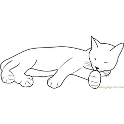 Cute Cat Sleeping Free Coloring Page for Kids