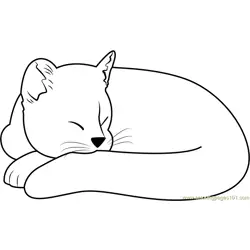 Ginger Cat Sleeping Free Coloring Page for Kids