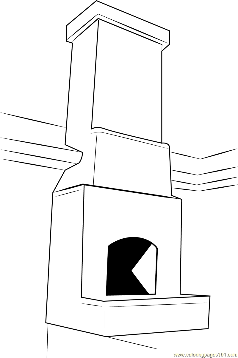 Stone Fireplace Chimney Coloring Page for Kids - Free Chimney Printable