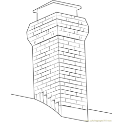 Chimney and Tiled Roof Coloring Page for Kids - Free Chimney Printable
