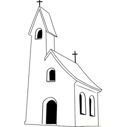 Small Church Free Coloring Page for Kids