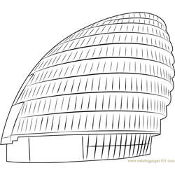 City Hall London Free Coloring Page for Kids