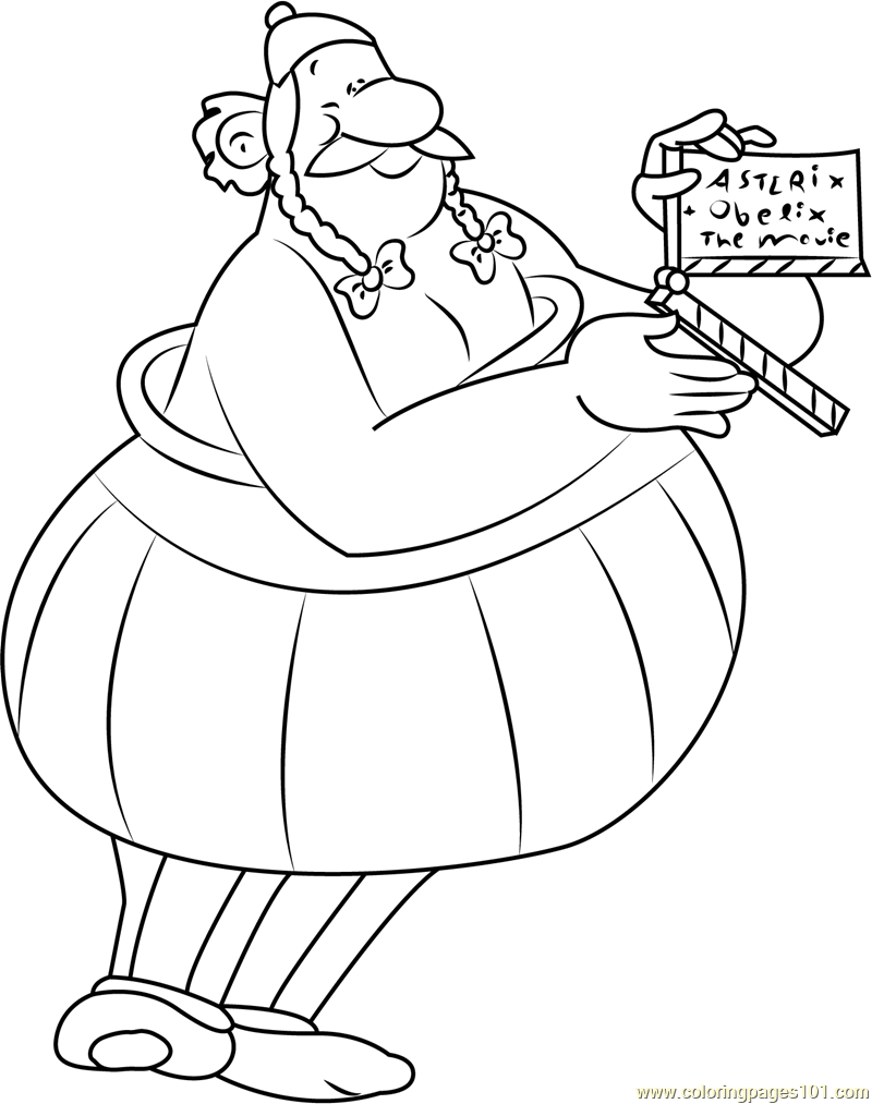 Obelix Making Film Coloring Page for Kids - Free Asterix Printable