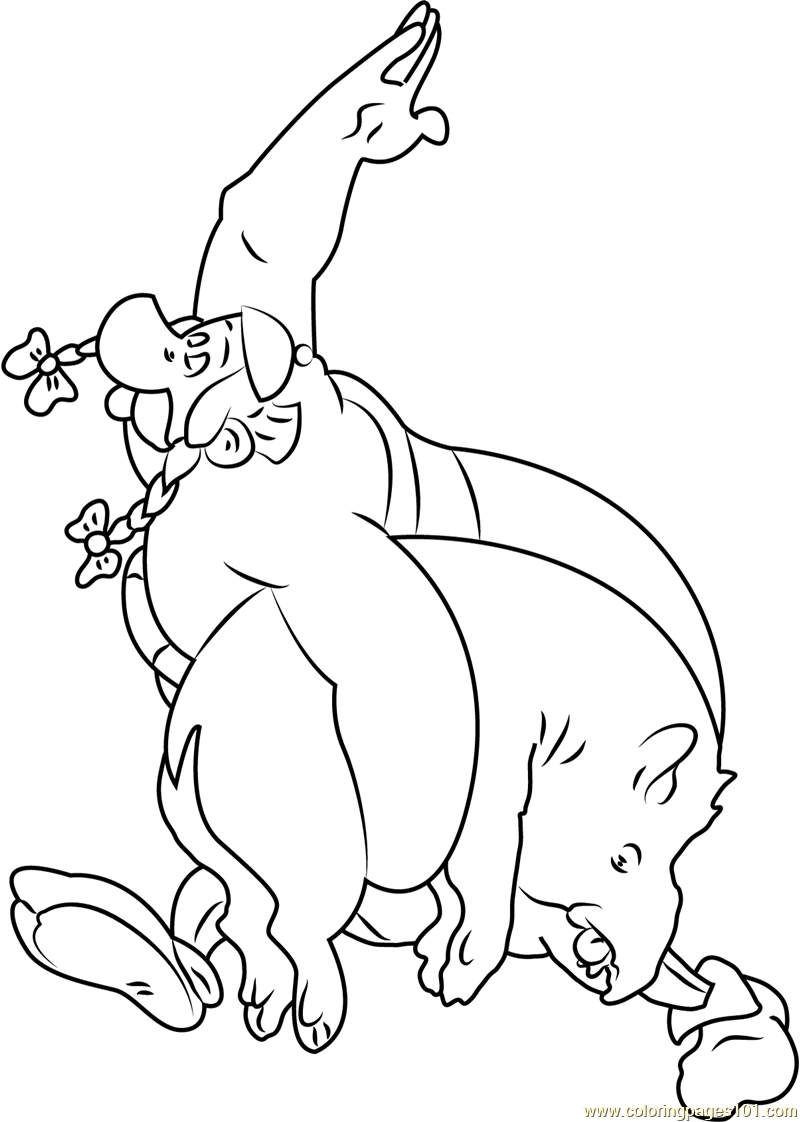 Obelix Running Coloring Page for Kids - Free Asterix Printable Coloring